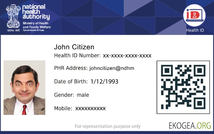 Carte d'identité sanitaire de l'autorité nationale de la santé en Inde